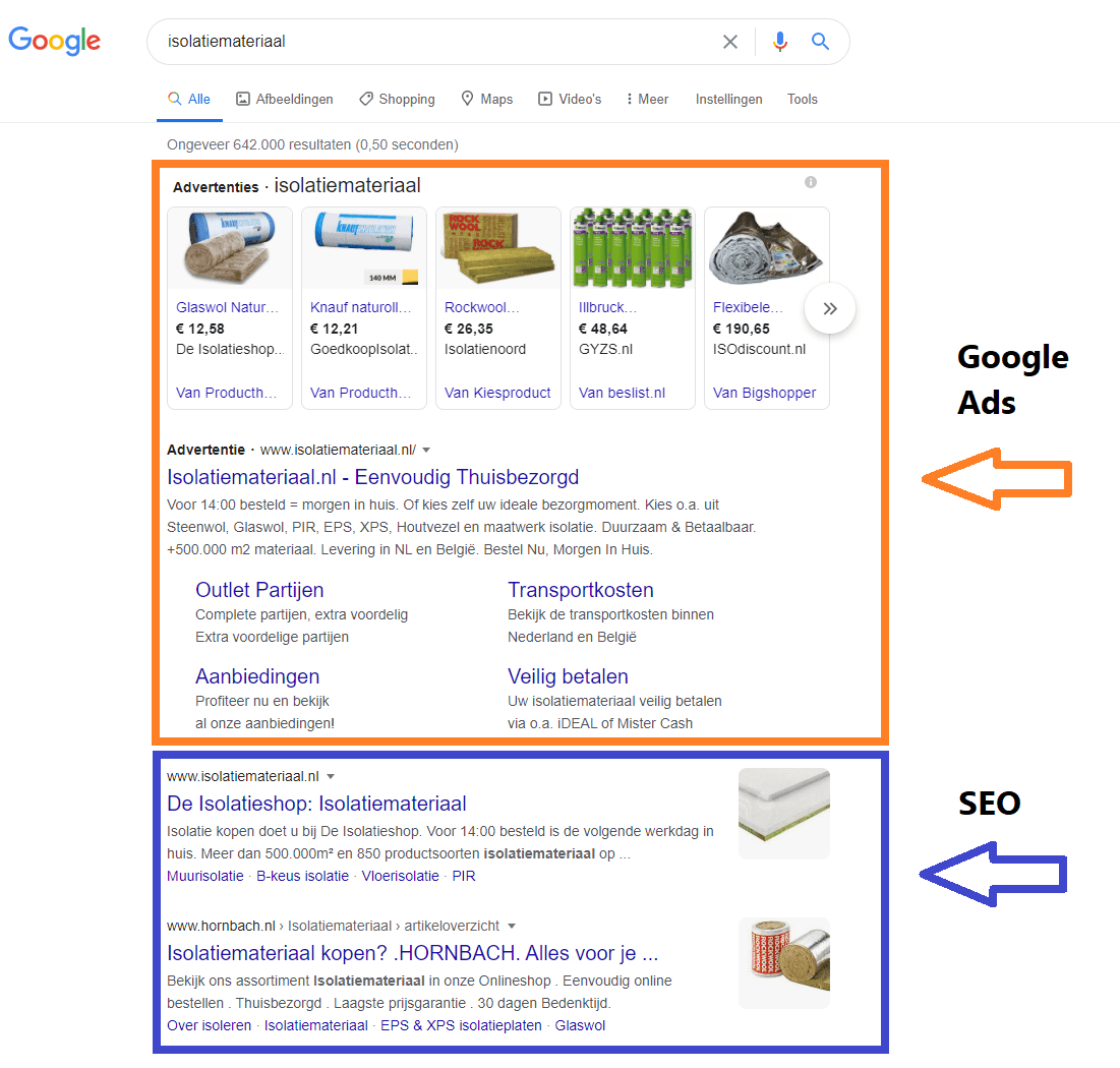 Verschil-SEO-Google-Ads-bouwmaterialen-case-1