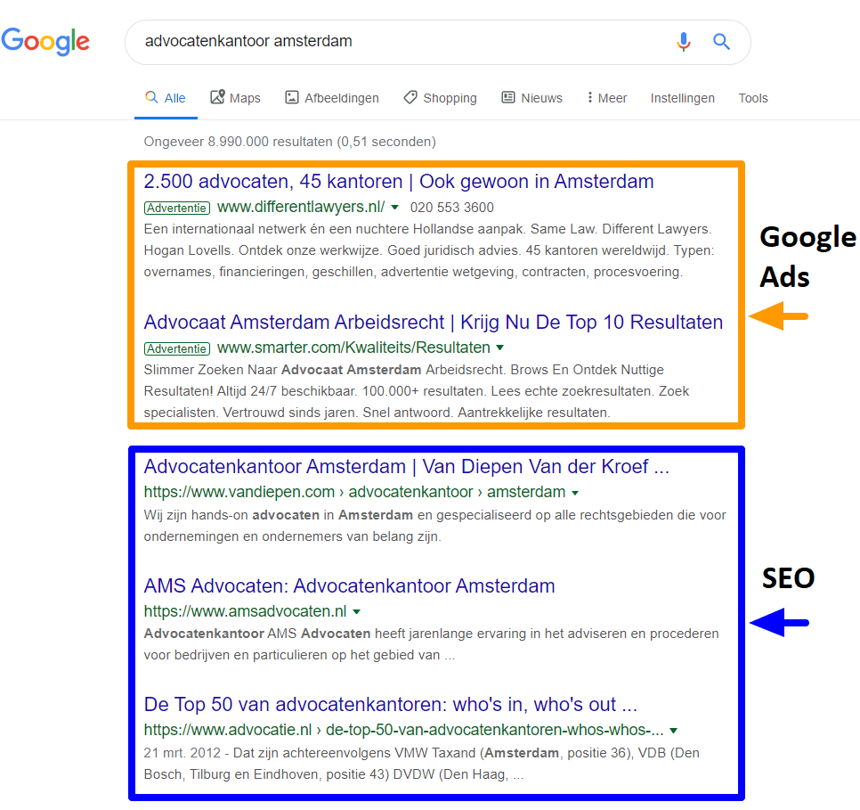SERP-voorbeeld-advocaten-kantoren